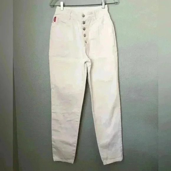 VTG 90s Rare Red Tag Bongo Button Fly White Denim Jeans XS? - Picture 1 of 11